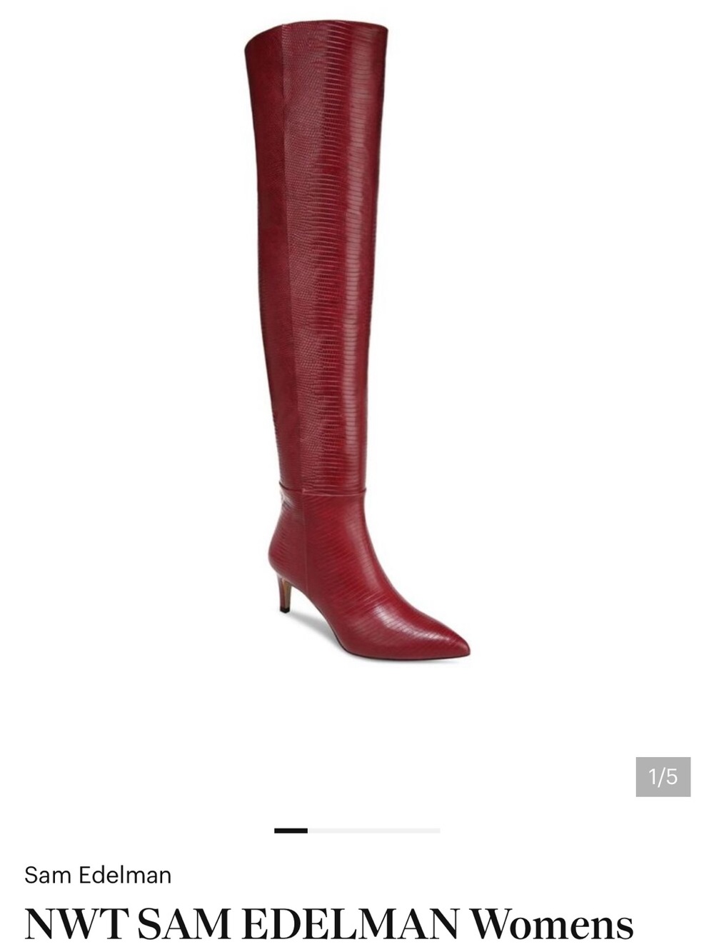 Sam Edelman Over-the-Knee Pointed-Toe Boot in Burgundy Red